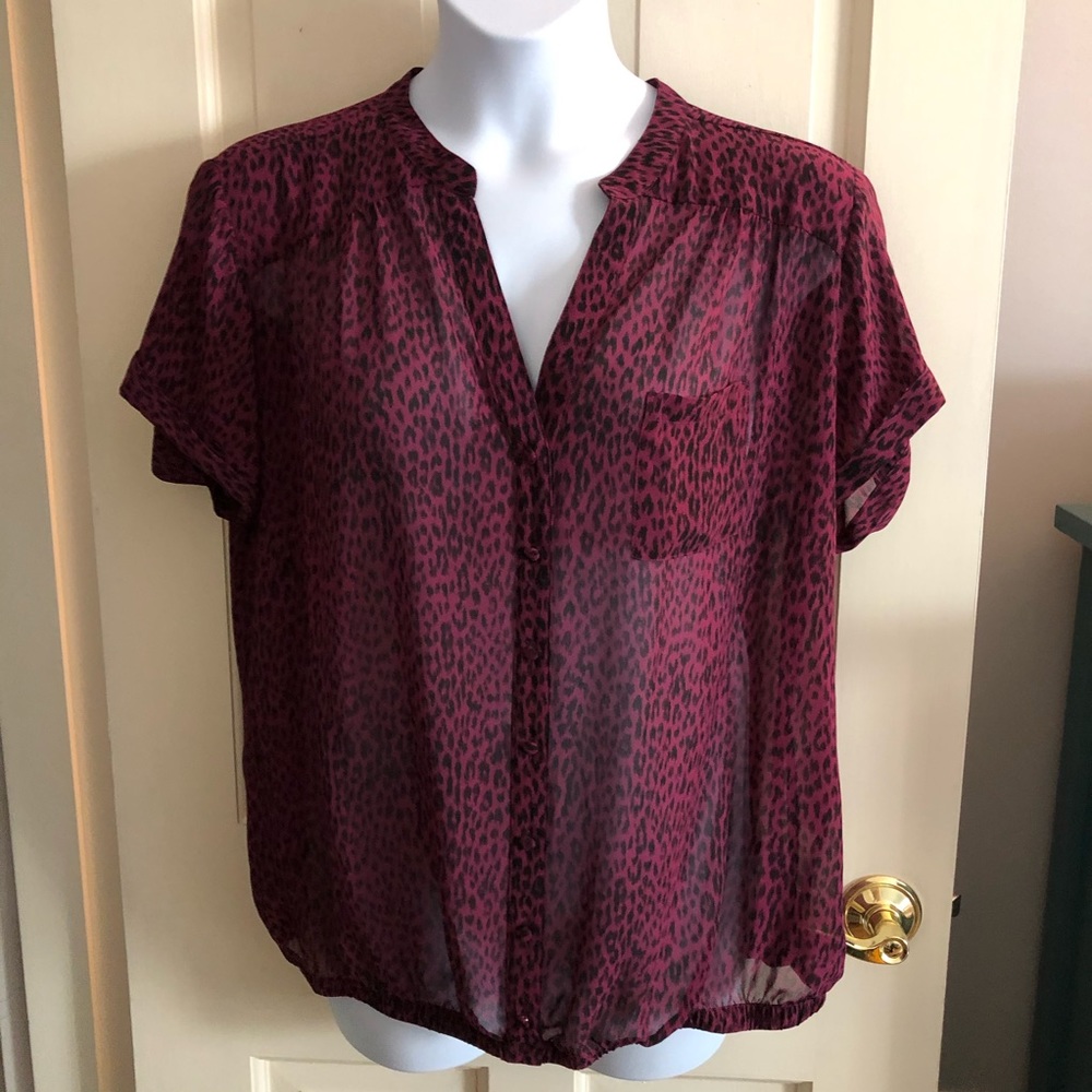 Pink Torrid leopard print short sleeve blouse 2X